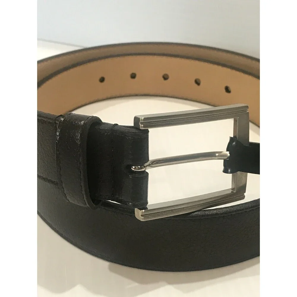 Lejon Men's Handcrafted Belt Leather Classic Brown Belt Silver Tone Buckle 36
